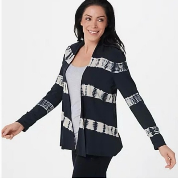Seed To Style Sweaters - Seed To Style Organic Cotton Tie Dye Black White Open Front Cardigan 3X